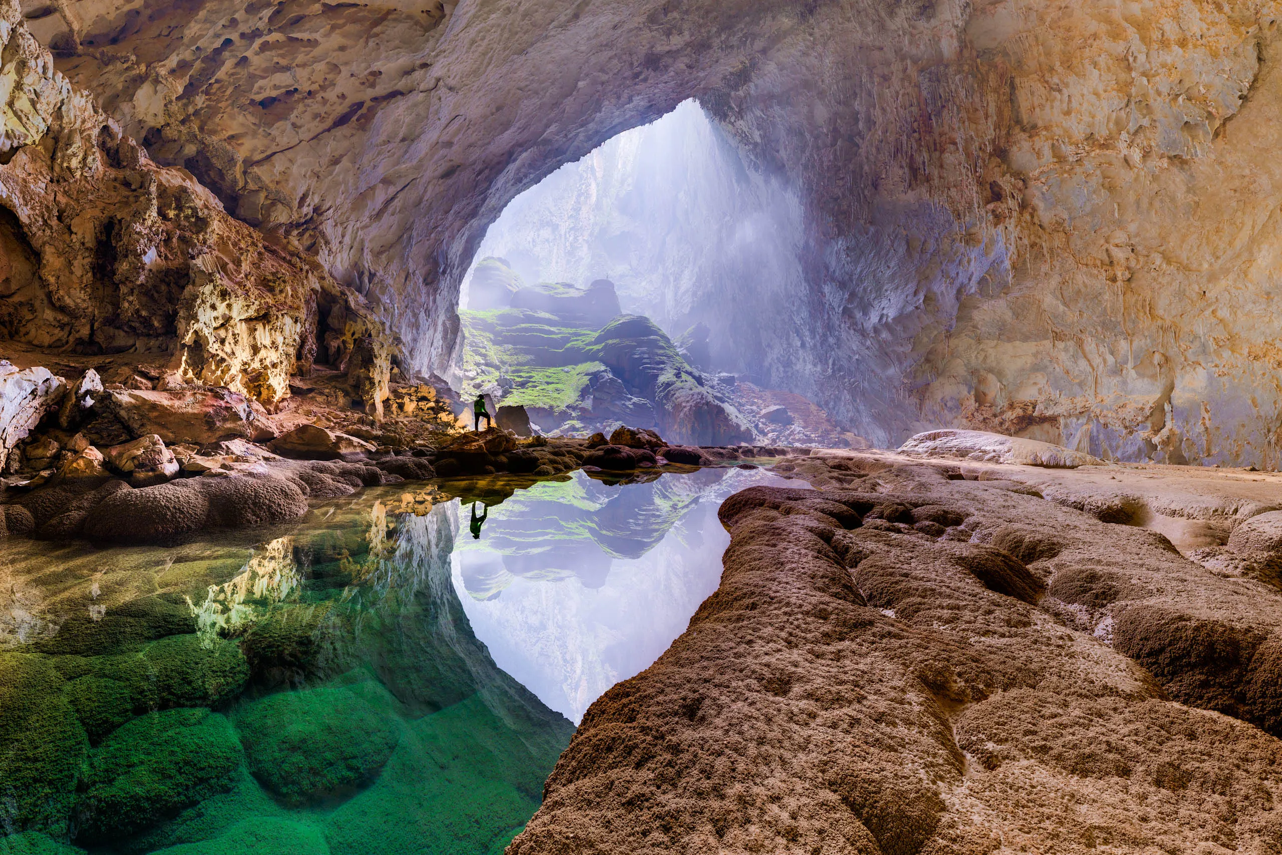 Inside Son Doong, looking up at the doline